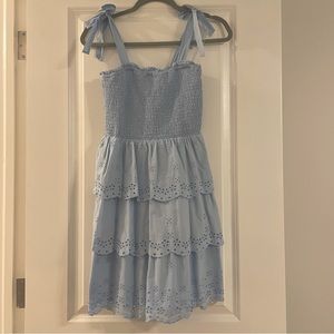 American Eagle AE Solid Eyelet Smocked Mini Dress